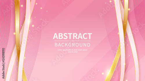 Stylish and luxurious abstract background in pink with gold lines and glittery decorative elements for invitations, certificates, award nominations and covers