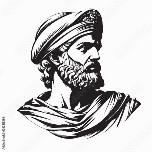 Themistocles image vector. Black and white Themistocles Stock Image vector.