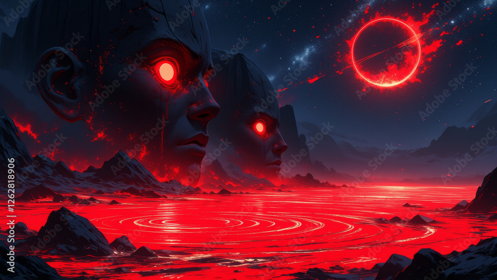 Obraz premium anime wallpaper surreal illustration background..