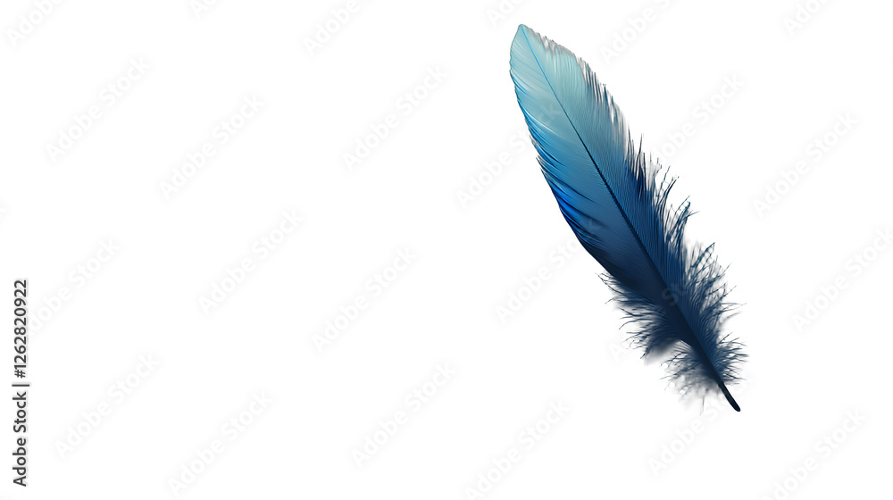 Obraz premium a blue feather on a transparent background, PNG image, PNG file, Generative art.