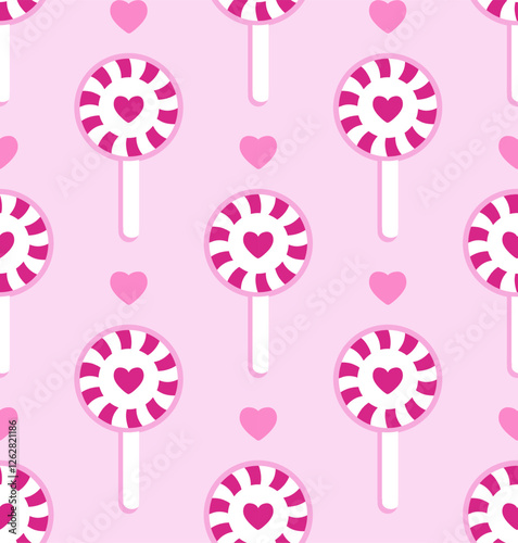 Lollipop with Heart seamless pattern for Valentines day.