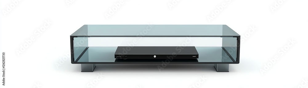 Modern glass coffee table with a sleek design, isolated on a white background. Modern glass coffee table with a sleek design, isolated on a white background.
