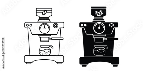 Home coffee machine icon.flat,glyph, Outline home coffee machine vector icon for web design isolated on white background