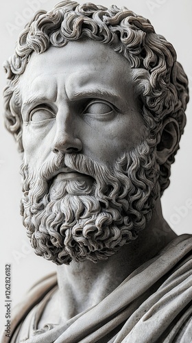 This stunning sculpture represents a heroic figure, capturing the essence of strength and intellect through its finely carved details and expressive gaze.