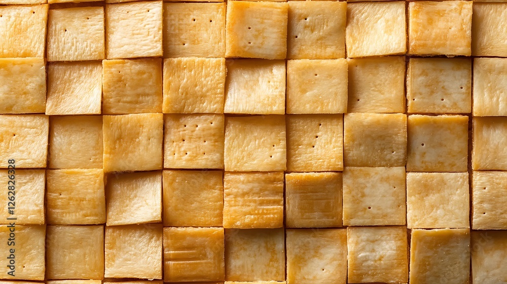 Background texture of square cheese crackers