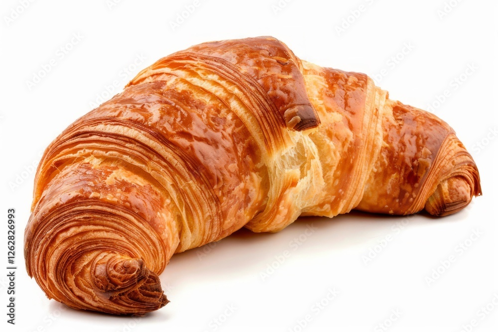 Golden croissant on white background. Neural network AI generated Golden croissant on white background. Neural network AI generated
