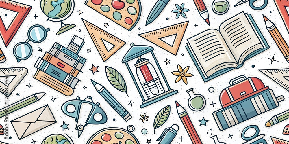 Modern Line Art School Lunch Food Photography: Back to School Healthy Snacks Illustration