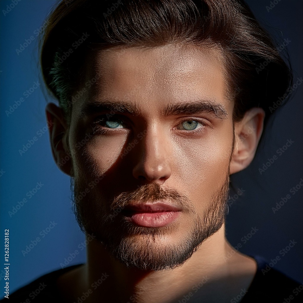 Obraz premium Mysterious portrait. Delicate shadows and reflections emphasize an intriguing personality. Sensual and enigmatic