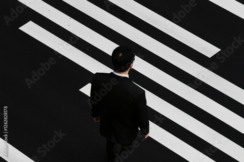 Businessman Walking Across Pedestrian Crossing photo