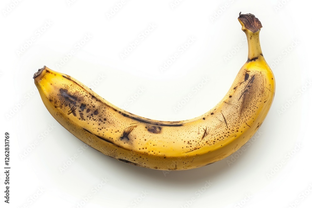 Overripe banana on solid white background. Neural network AI generated Overripe banana on solid white background. Neural network AI generated