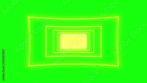 4K Neon Square Tunnel. Futuristic Glowing Frame Animation. Light Portal Loop