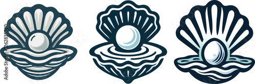 simple oyster and pearl logo , simple oyster and pearl isolated on white
