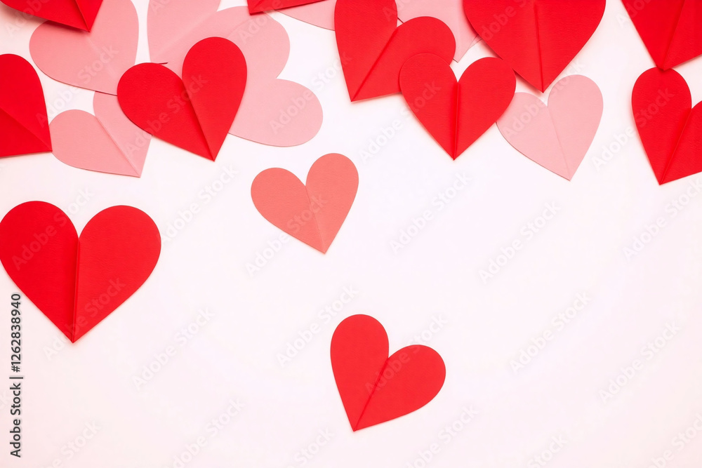 red paper hearts different sizes overlapping white bg plush red paper hearts different sizes overlapping white bg plush