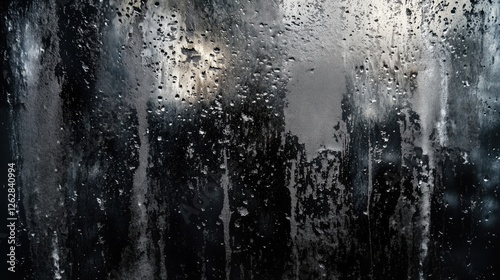 Surreal condensation on a window with black background in futuristic abstract