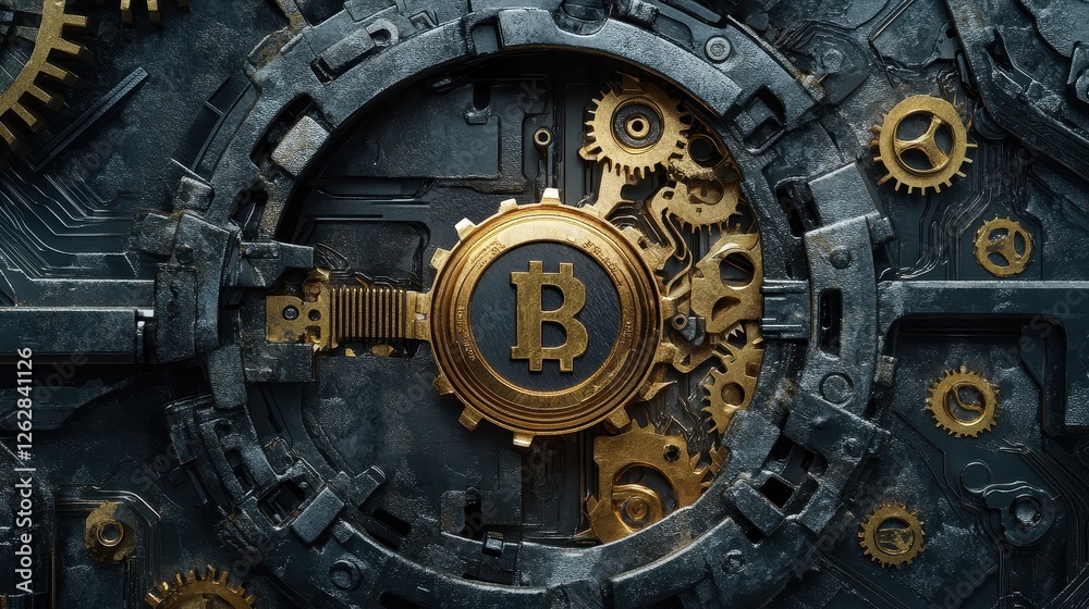 Intricate Flat Lay Composition with Cybersecurity Elements and Bitcoin Intricate Flat Lay Composition with Cybersecurity Elements and Bitcoin