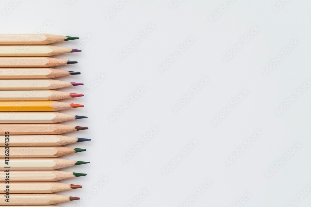 Obraz premium Colorful Pencils Arranged on White Background
