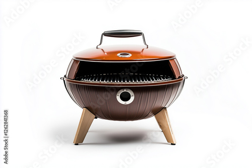 Metallic barbecue pit isolated on white background