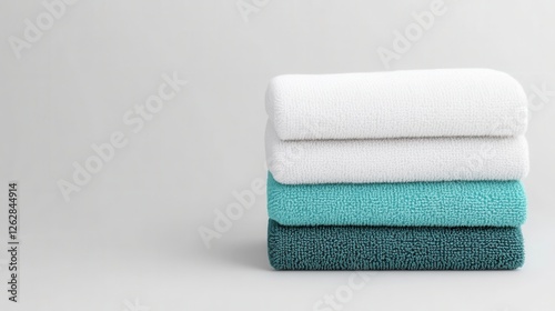 Soft and Plush Towels Stacked Neatly on a Light Background for Bathroom Decor and Home Lifestyle Imagery