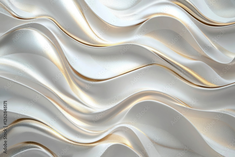 Fototapeta premium Abstract white wavy surface with golden lines. Background design for wallpapers or digital art