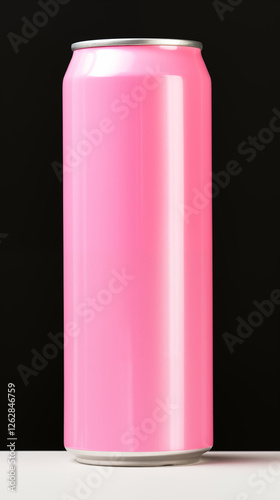 pink can mockup on black background, vertical can without inscriptions