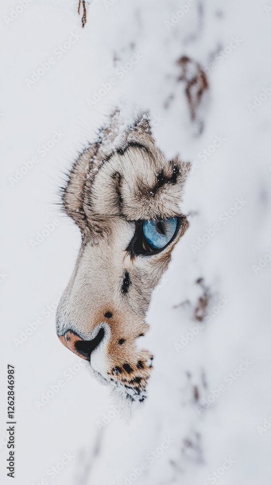 Obraz premium Majestic Snow Leopard in Winter Wonderland