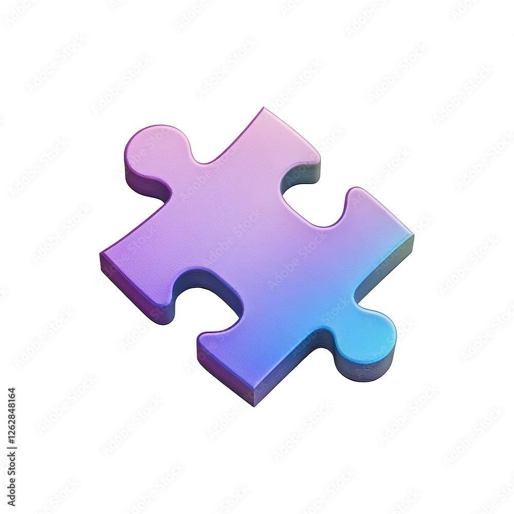 Fototapeta premium Gradient Puzzle Piece, A Symbol of Problem Solving and Strategic Thinking, Isolated on White Background Cutout