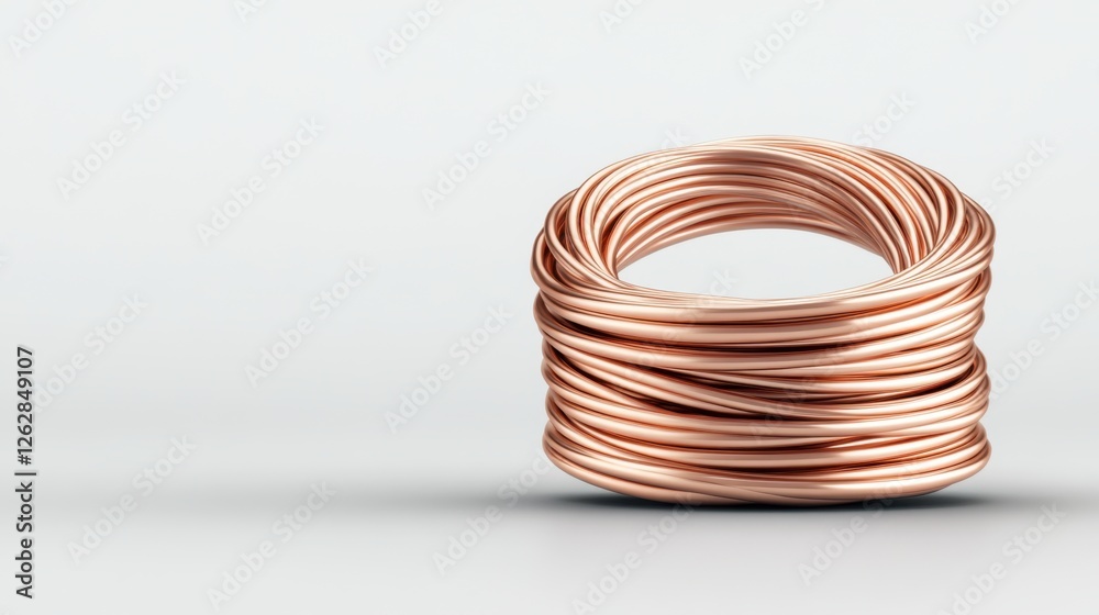 Copper Wire Coil on Minimalist Background for Industrial and Artistic Applications in Photography and Design Copper Wire Coil on Minimalist Background for Industrial and Artistic Applications in Photography and Design