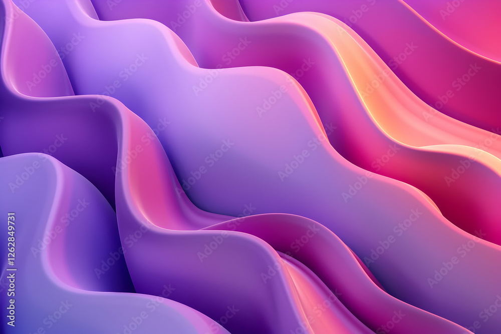 Obraz premium Abstract wavy patterns in vibrant purple and pink hues creating a dynamic visual flow