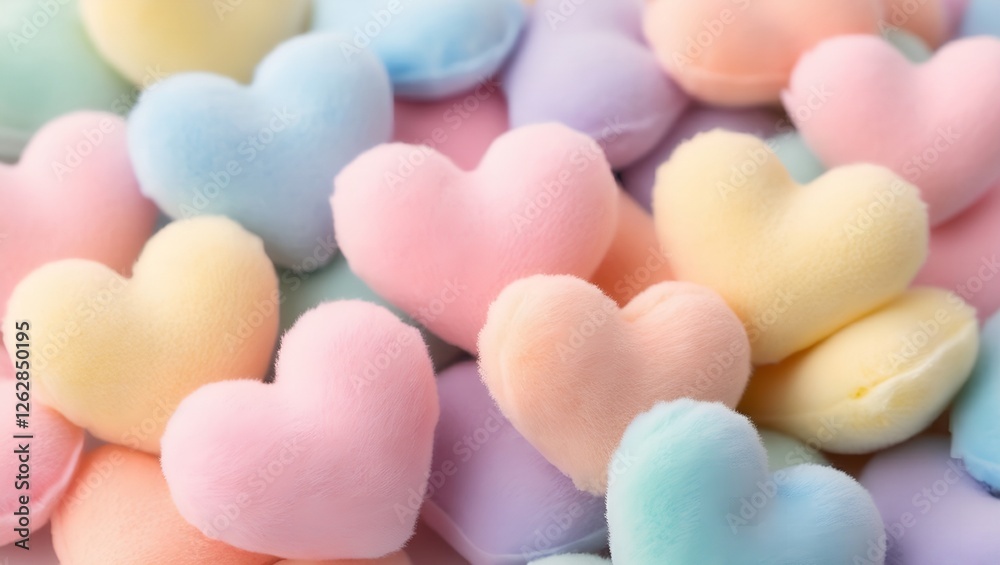 Obraz premium Pastel heart-shaped balloons background with soft romantic colors perfect for love-themed celebrations valentine’s day and wedding decorations.