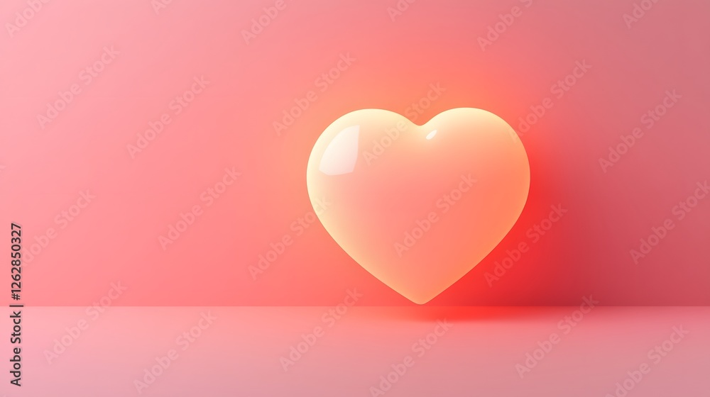 Soft Glowing Heart Icon against a Light Pink Background Soft Glowing Heart Icon against a Light Pink Background