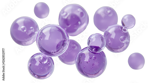 purple balloons with bubbles on a transparent background, PNG image, PNG file, Generative art.