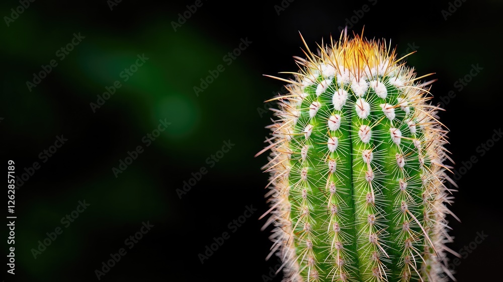 Close-up of a cactus against dark background Close-up of a cactus against dark background