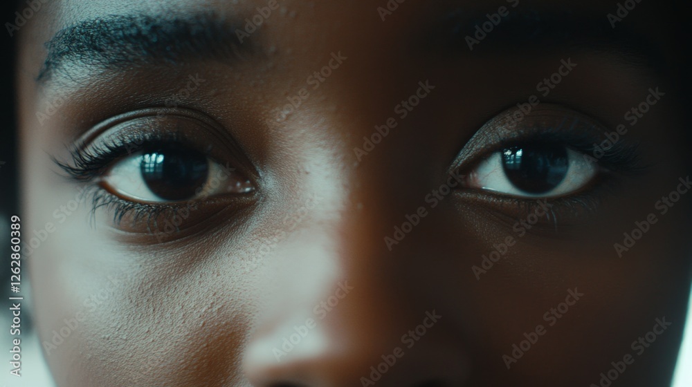 Close-up of person's eyes focusing on distant blurry object, symbolizing short-sightedness and visual challenges. Close-up of person's eyes focusing on distant blurry object, symbolizing short-sightedness and visual challenges.