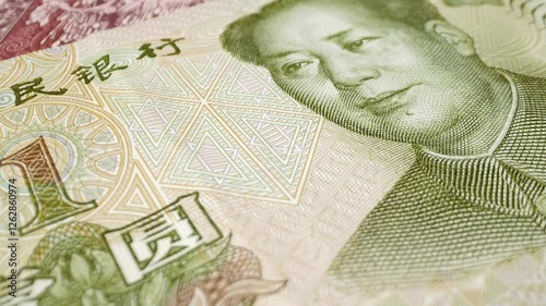 Wallpaper Mural  Extreme macro shot of a 1 Chinese yuan banknote with a sliding motion. Torontodigital.ca
