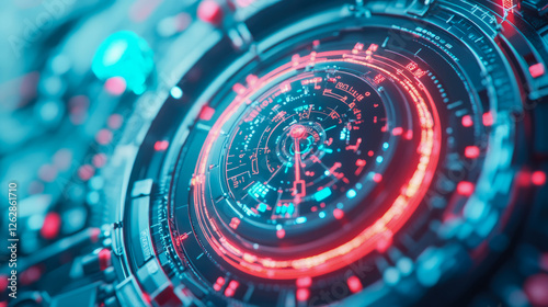 Wallpaper Mural Futuristic HUD Element: Circular interface with glowing lines and technological details. Torontodigital.ca