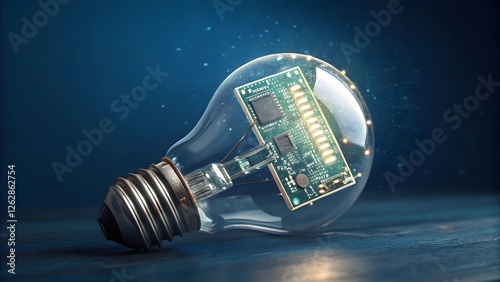 Light Bulb with Circuit Board Inside for Innovative Technology Concept