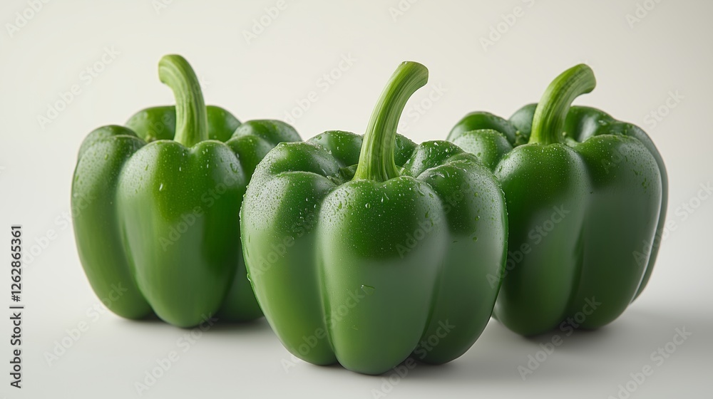 Green pepper with lush greenery Green pepper with lush greenery