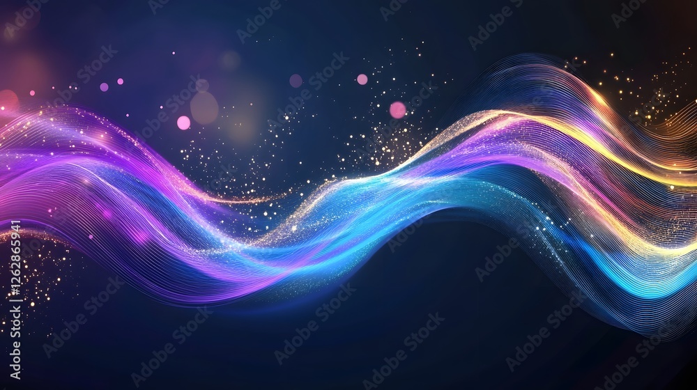 Fototapeta premium Colorful Abstract Waves of Light in Vibrant Shades and Sparkles