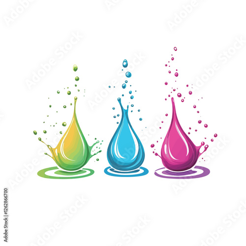 Colorful Splashing Water Vector Illustration in Dynamic and Refreshing Style