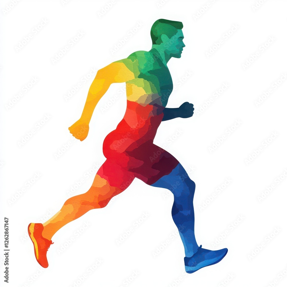 Vibrant silhouette of a runner showcasing dynamic movement and energy. Vibrant silhouette of a runner showcasing dynamic movement and energy.