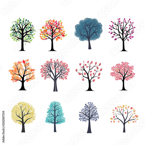 Simple and Elegant Tree Vector Illustration in a Minimalist Style, Representing Nature and Growth