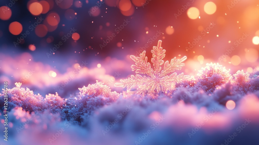 Glowing Snowflake in Winter Wonderland Glowing Snowflake in Winter Wonderland