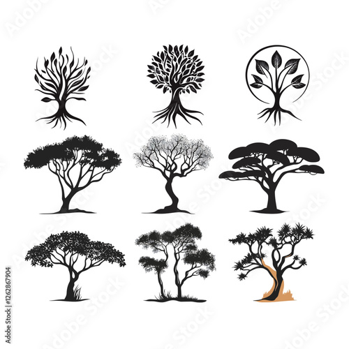Simple and Elegant Tree Vector Illustration in a Minimalist Style, Representing Nature and Growth