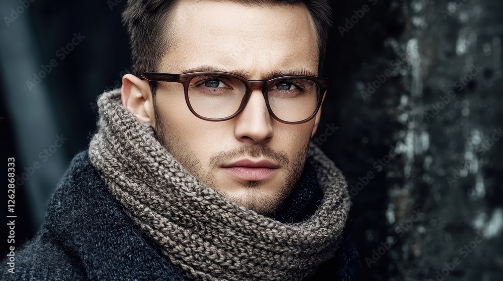 Close-Up Shot of a Person Wearing a Cozy Scarf and Glasses Close-Up Shot of a Person Wearing a Cozy Scarf and Glasses