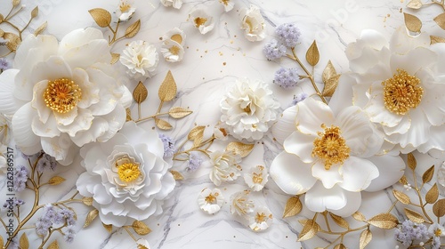 Wedding invitation or Mother's Day background, empty space surrounded with flowers,