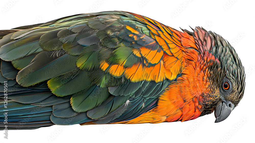 Fototapeta premium a photo of a colorful parrot on a transparent background, PNG image, PNG file, Generative art.