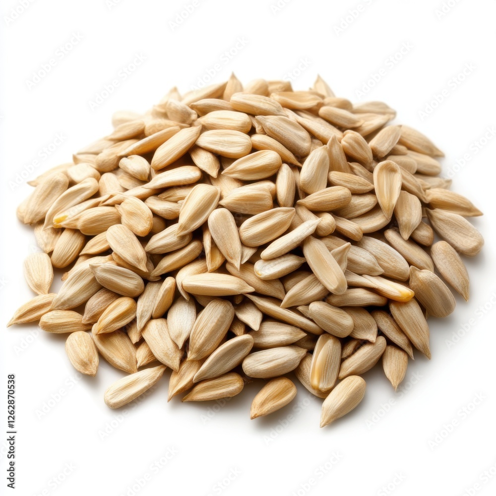 Pile of Raw Sunflower Seeds on White Background for Healthy Snack or Cooking Ingredient Use Pile of Raw Sunflower Seeds on White Background for Healthy Snack or Cooking Ingredient Use