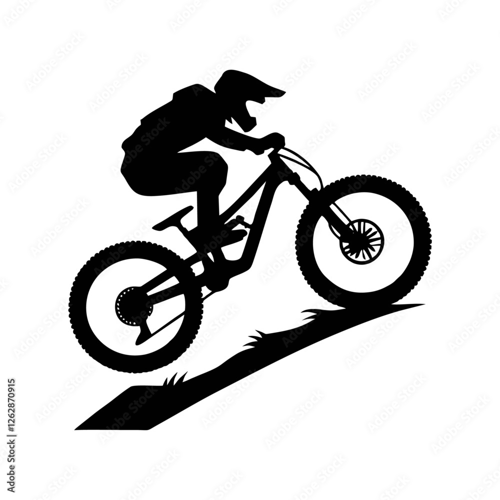 Fototapeta premium logo bike downhill enduro freeride silhouette black icon on white background