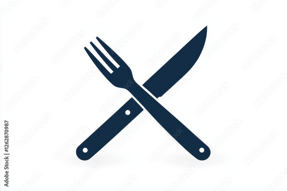 Cutlery icon featuring a crossed knife and fork on a plain background. Cutlery icon featuring a crossed knife and fork on a plain background.