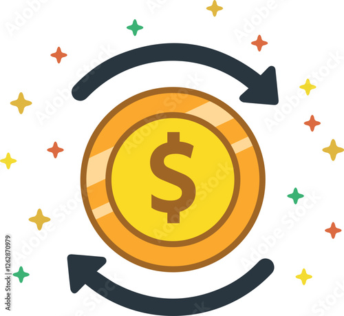Money circulation icon, colored logo illustration